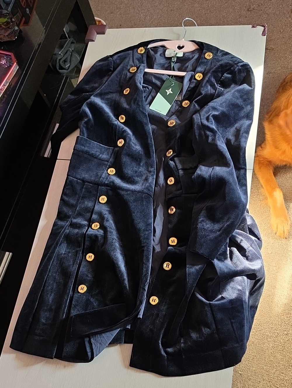 Tuckernuck Navy Velvet Blazer Coat with Gold Buttons
